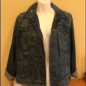 NWOT Tommy Hilfiger stressed denim jacket